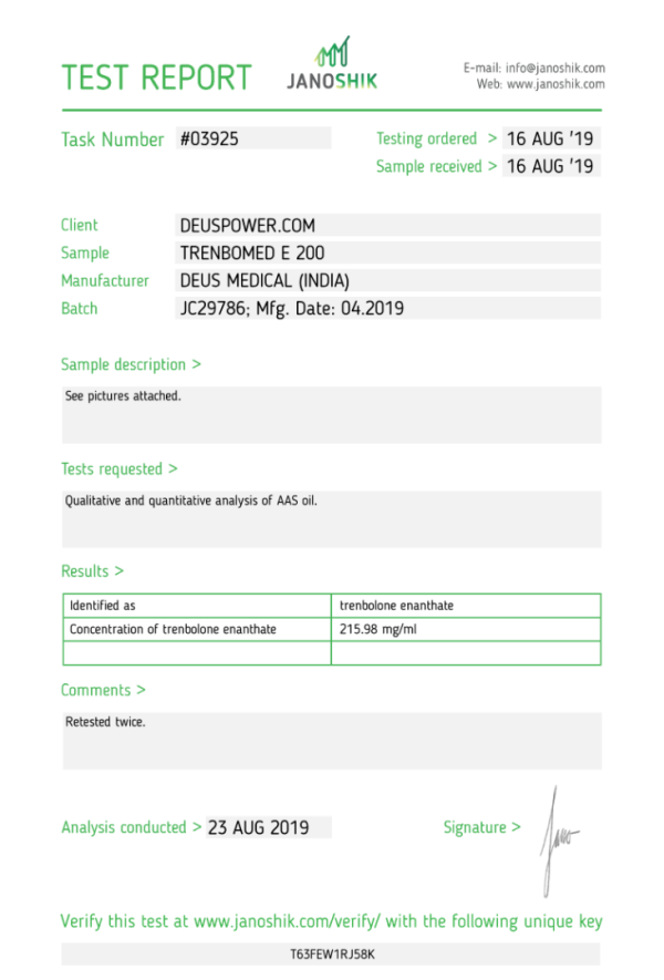TRENBOMED E 200 (TRENBOLONE ENANTHATE) INJECTABLE STEROID IN AMPOULES Deus Medical - Imagen 2