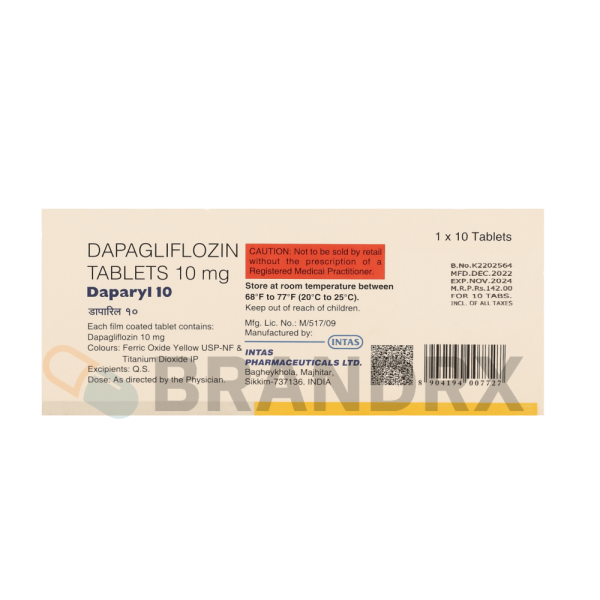 Daparyl 10 mg Intas Pharmaceuticals - Imagen 3